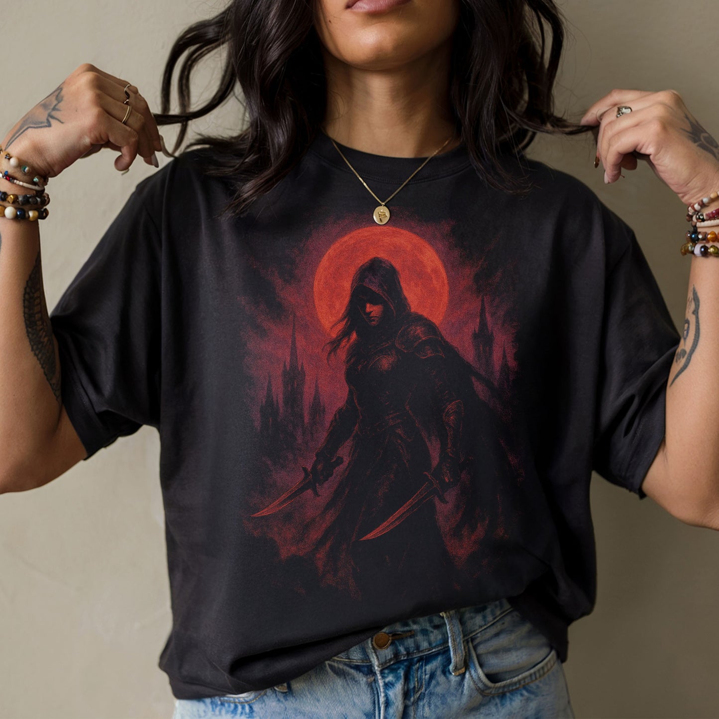 Bloodmoon Assassin Dark Fantasy T-Shirt