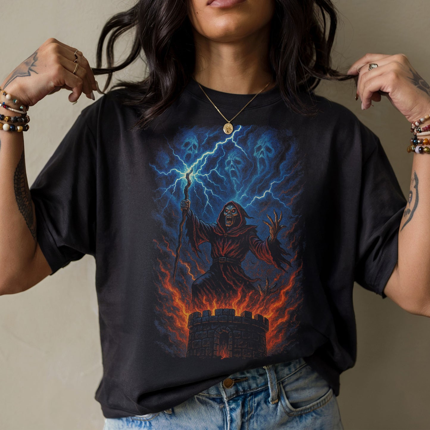 Storm Necromancer Dark Fantasy T-Shirt