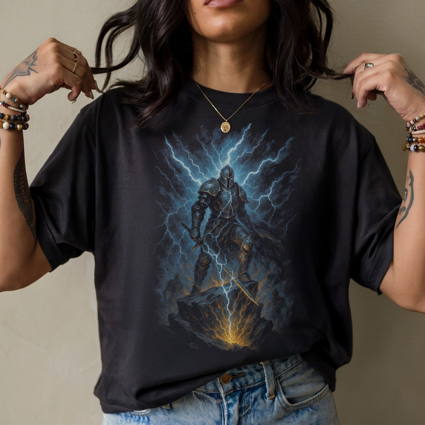 Stormforged Knight Dark Fantasy T-Shirt