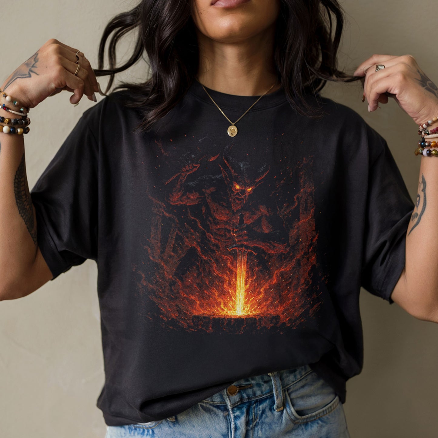 Infernal Blacksmith Dark Fantasy T-Shirt