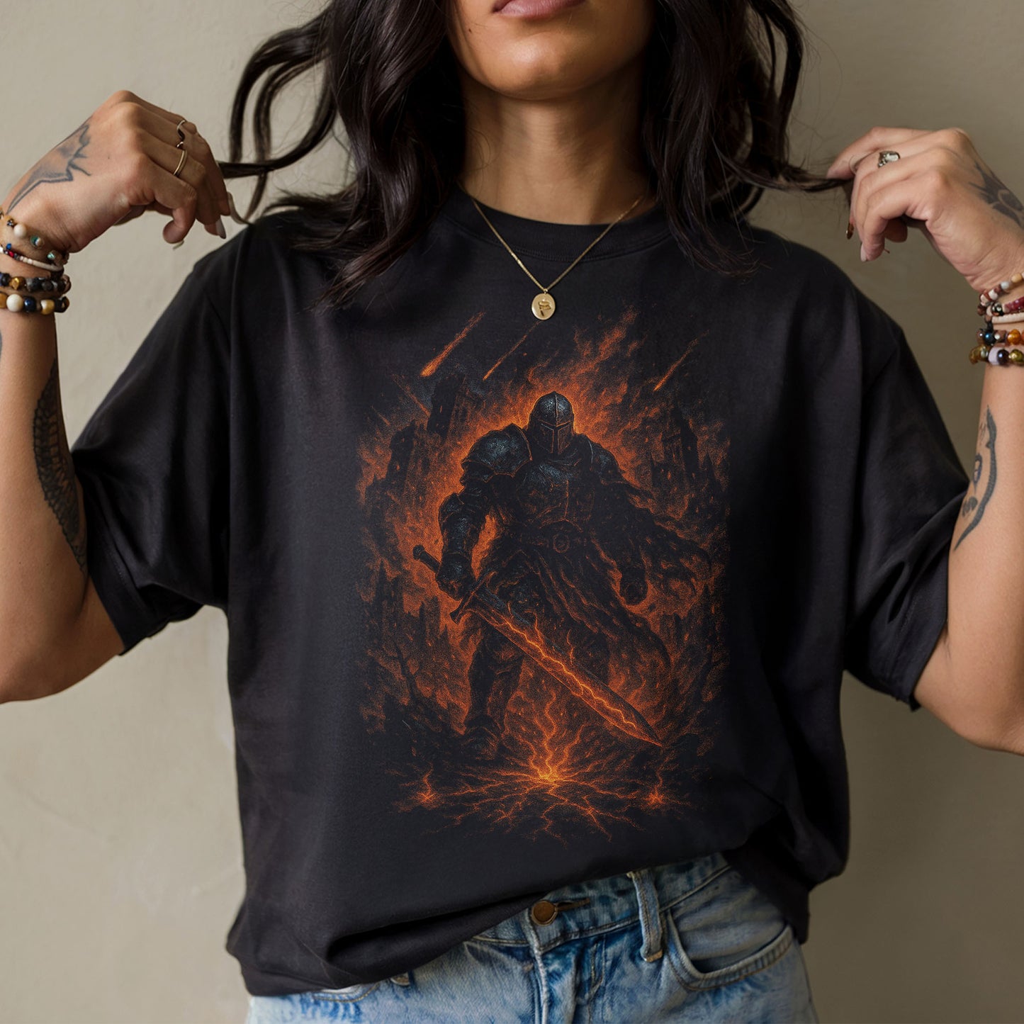 The Infernal Paladin Dark Fantasy T-Shirt