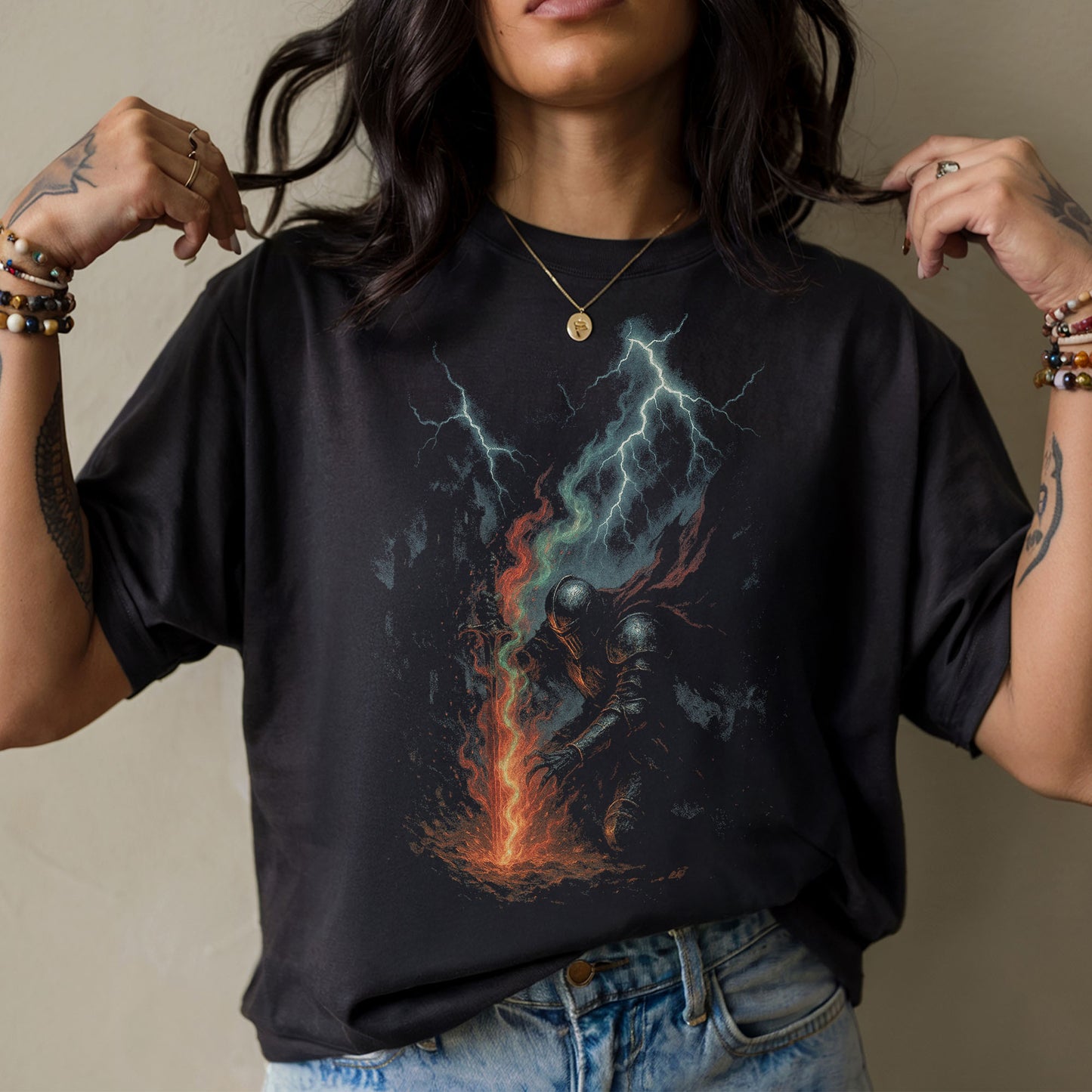 The Stormforged Knight Dark Fantasy T-Shirt