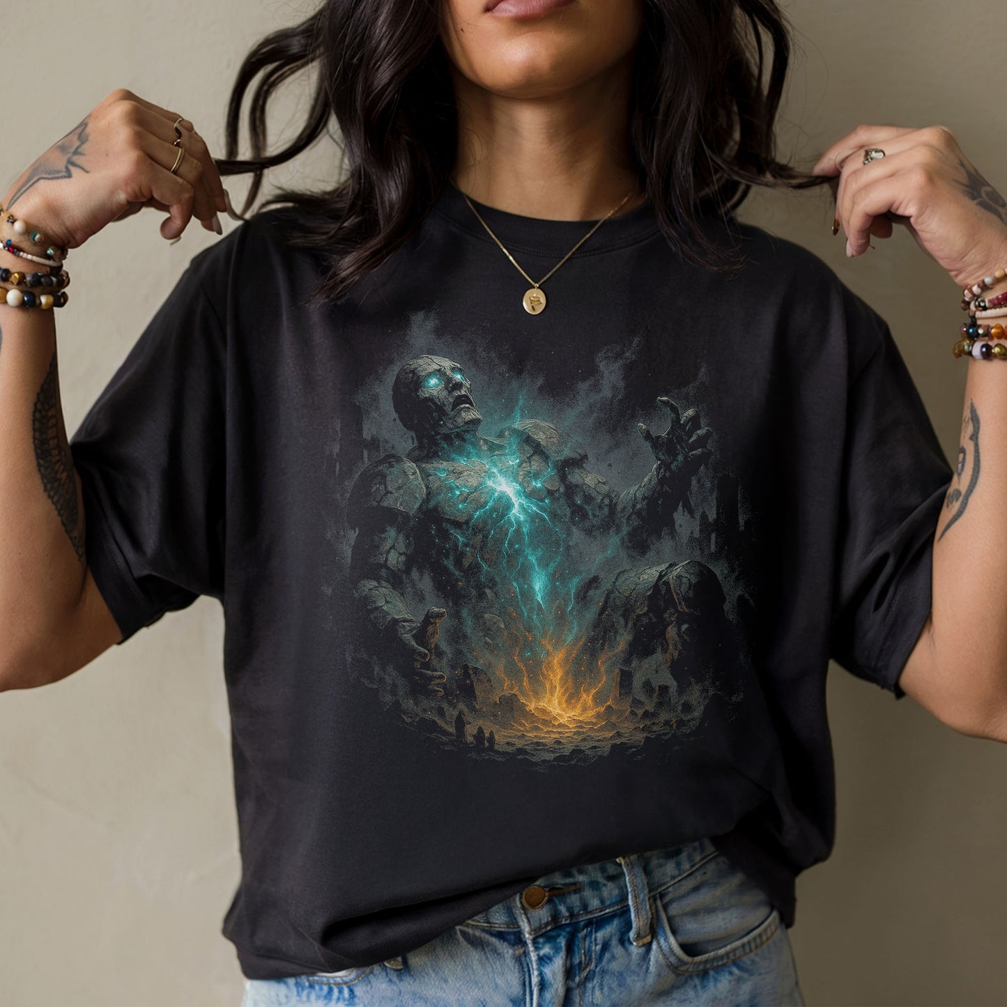 The Titan Awakened Dark Fantasy T-Shirt