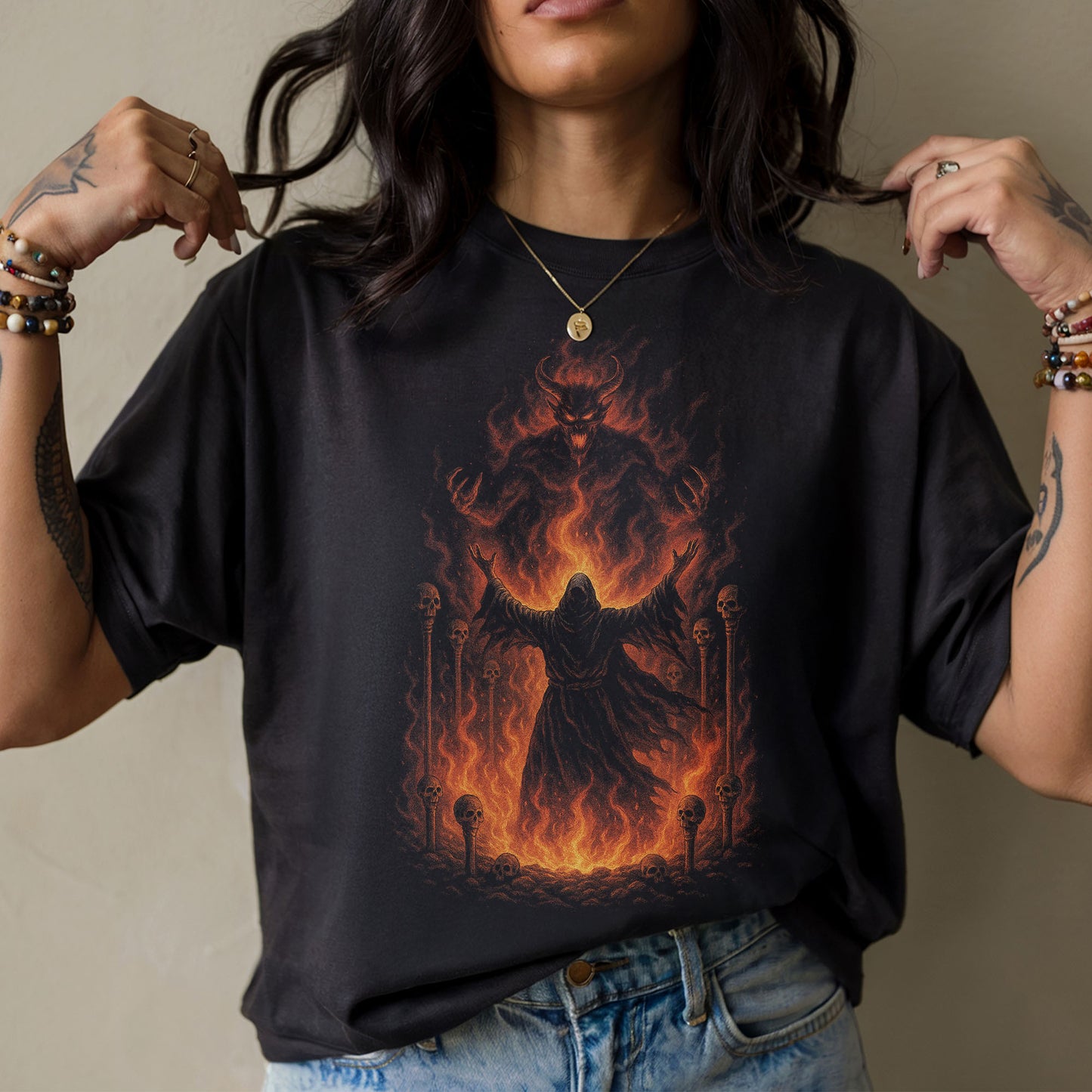 The Infernal Summoner Dark Fantasy T-Shirt