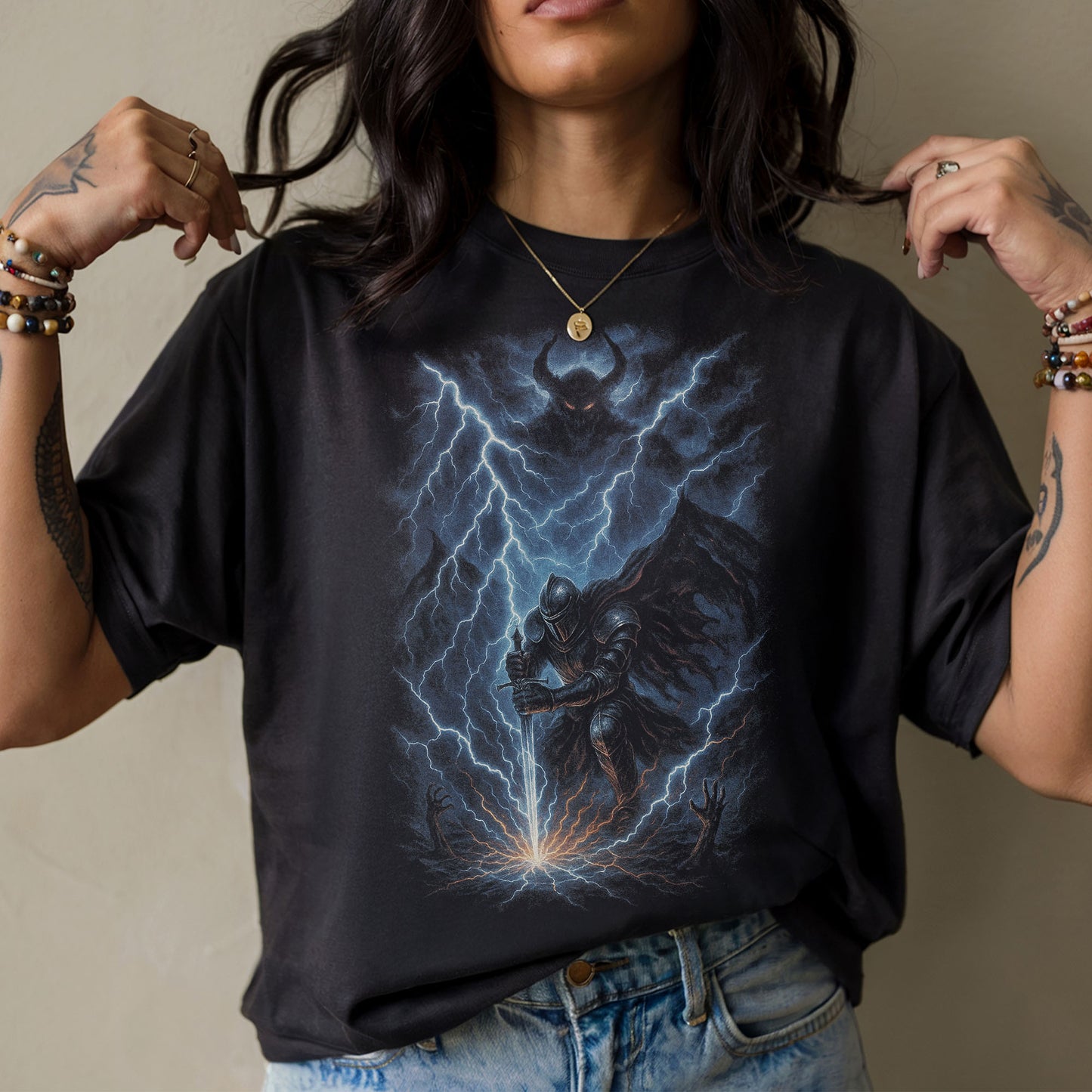 The Thunderbane Knight Dark Fantasy T-Shirt