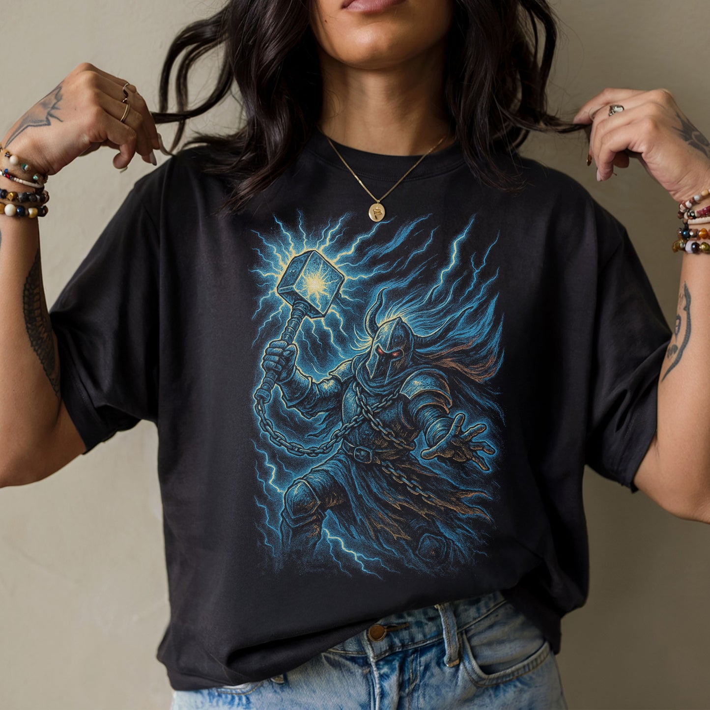 The Stormhammer Paladin Dark Fantasy T-Shirt
