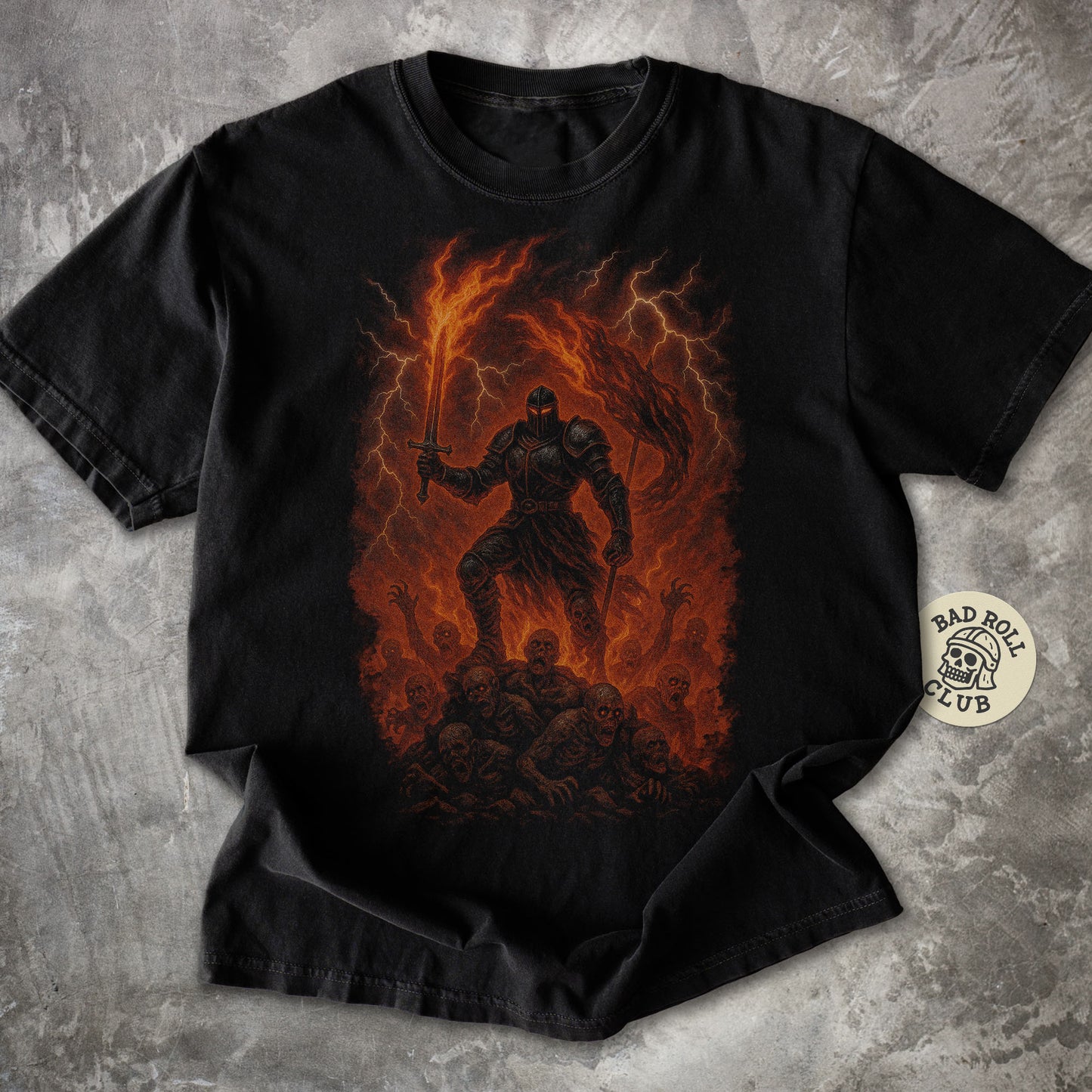 Flamebound Knight Dark Fantasy T-Shirt