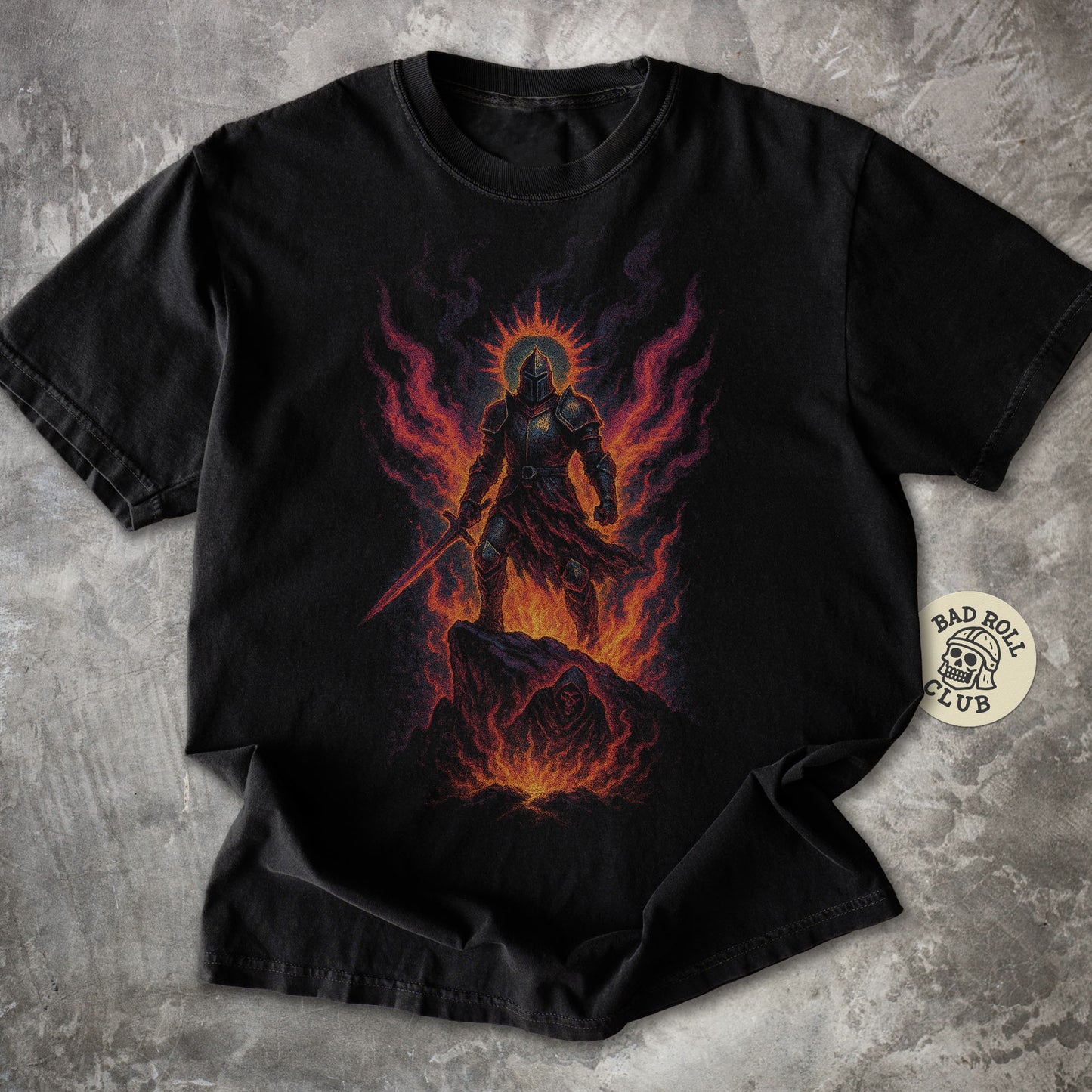 The Flamebound Templar Dark Fantasy T-Shirt