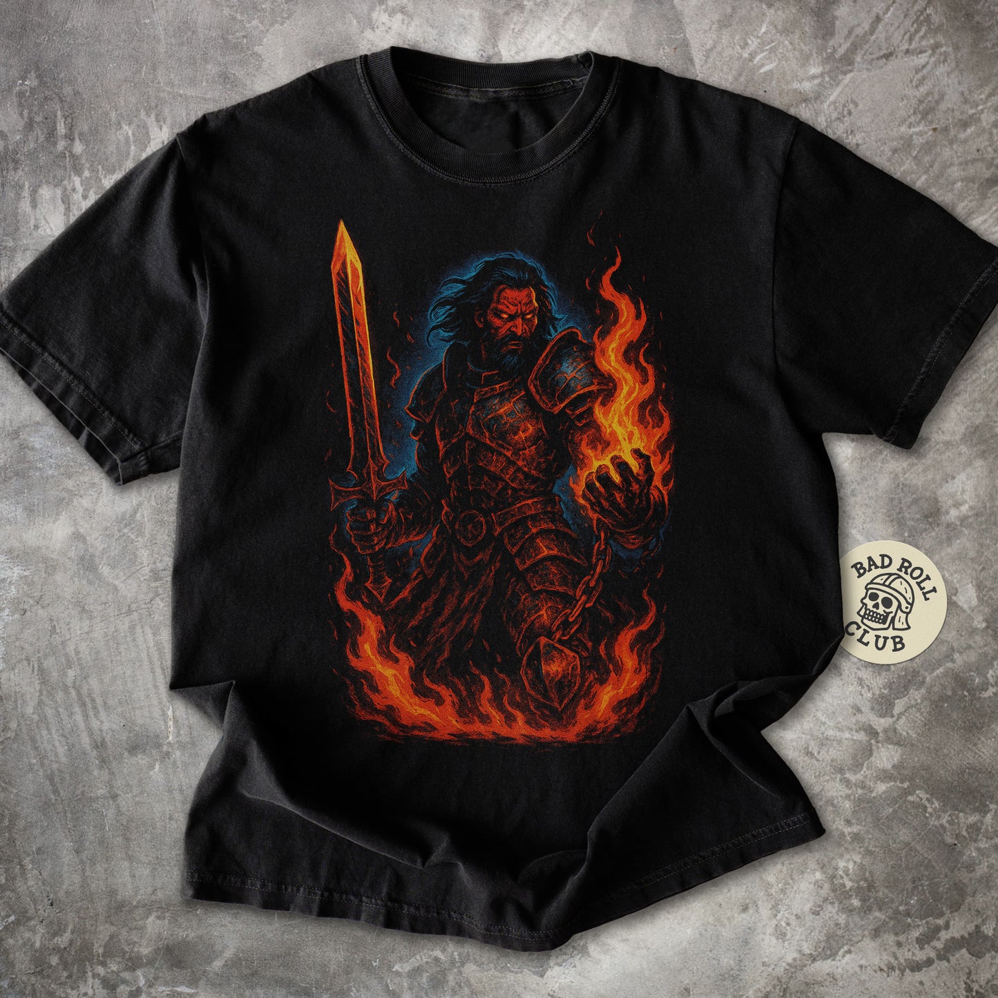 The Blazebound Warrior Dark Fantasy T-Shirt