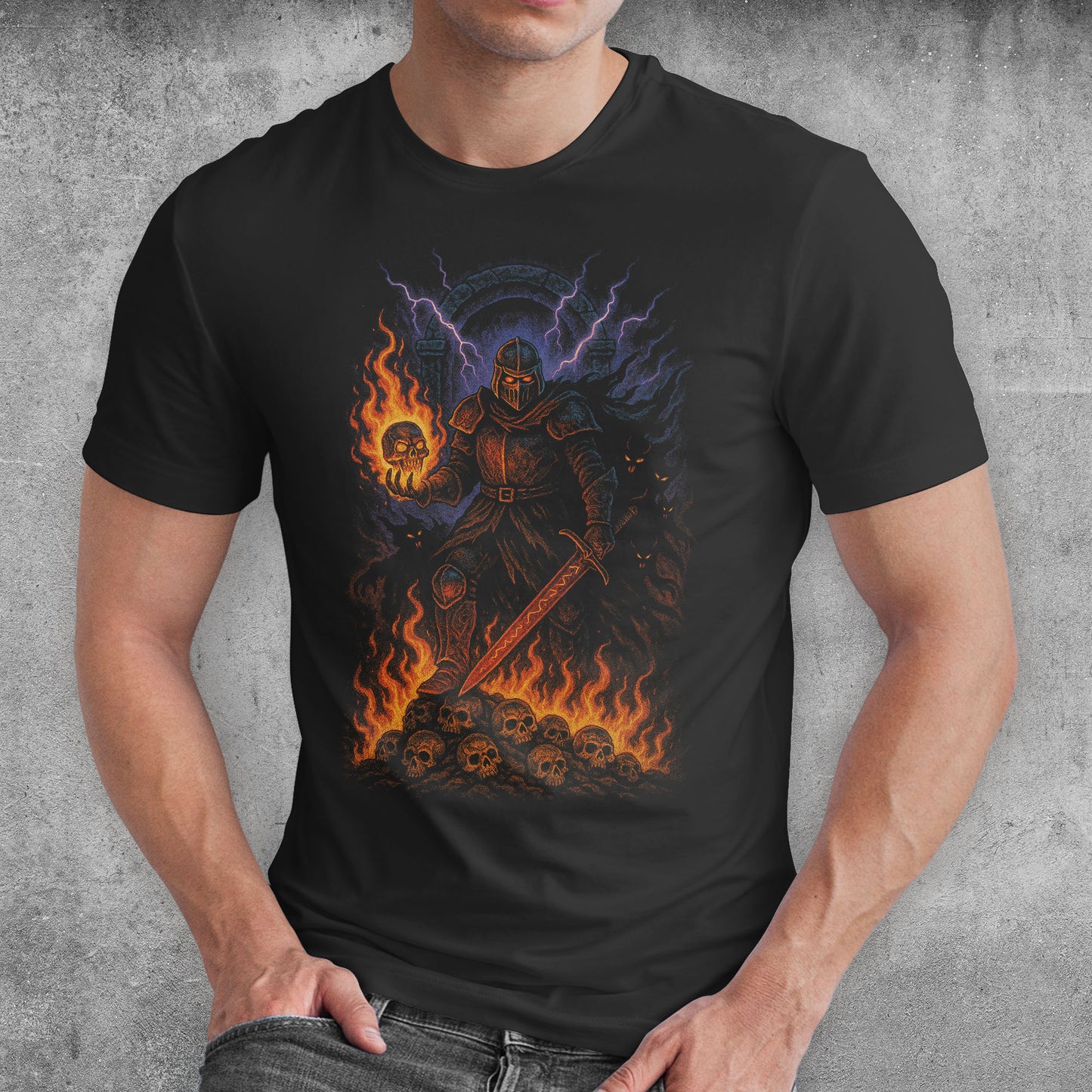 Infernal Warden Dark Fantasy T-Shirt