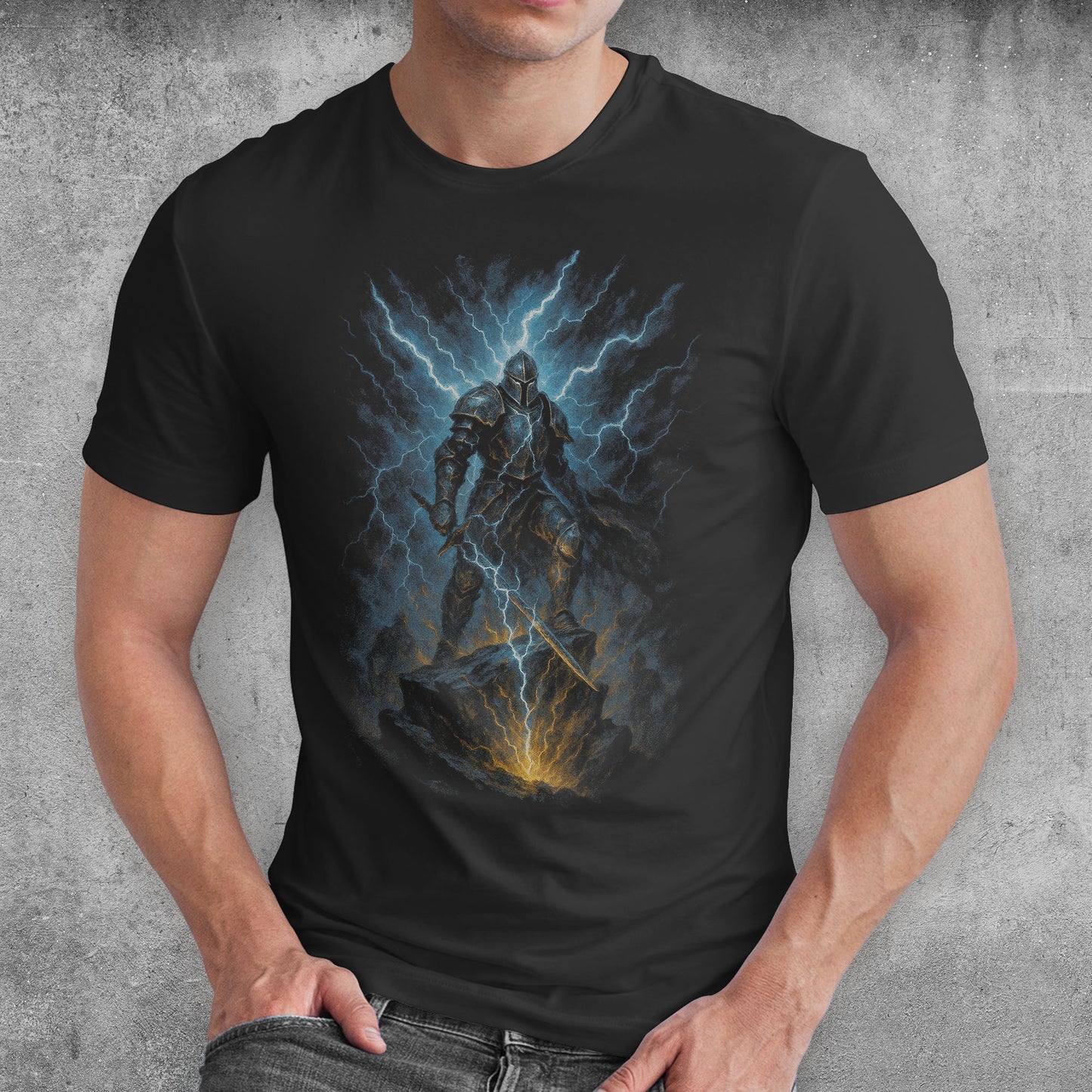 Stormforged Knight Dark Fantasy T-Shirt