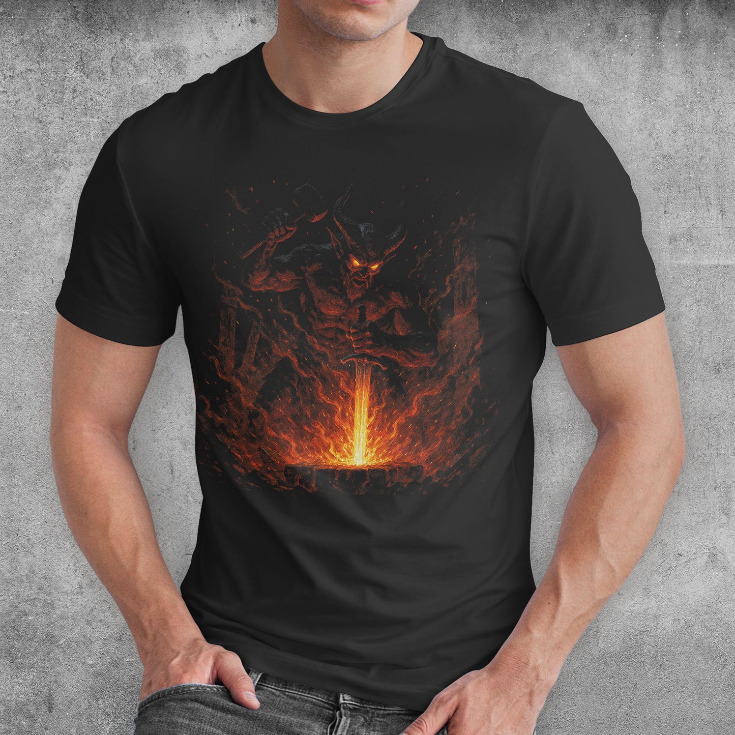 Infernal Blacksmith Dark Fantasy T-Shirt