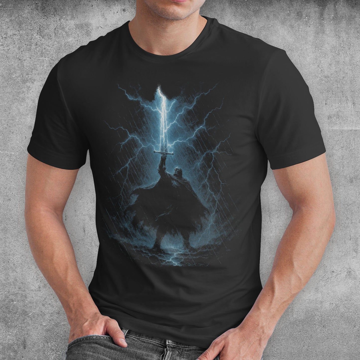 The Lightning Warden Dark Fantasy T-Shirt