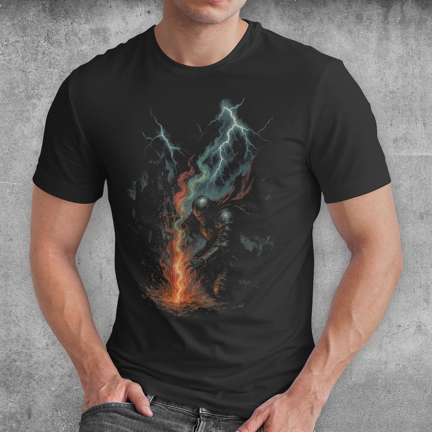 The Stormforged Knight Dark Fantasy T-Shirt