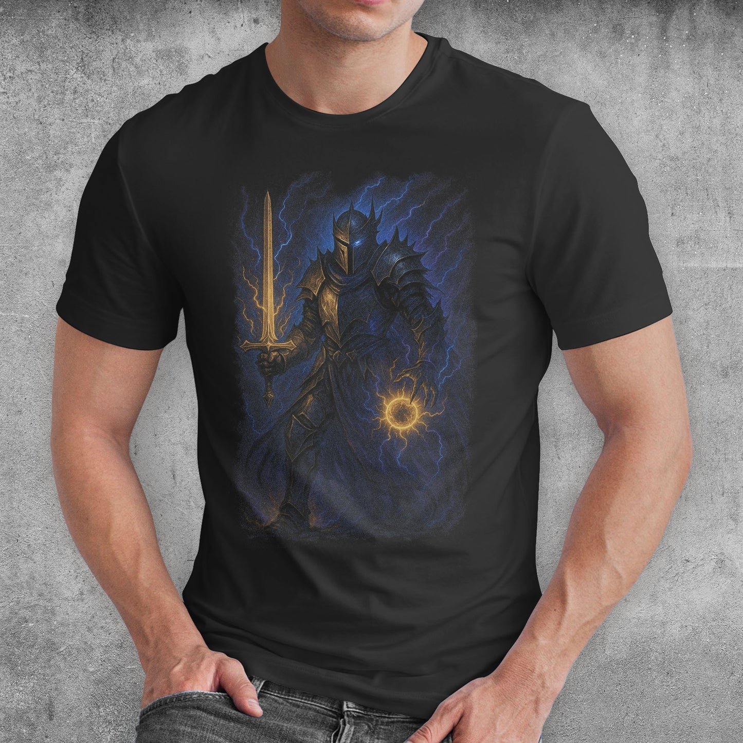 The Stormforged Crusader Dark Fantasy T-Shirt