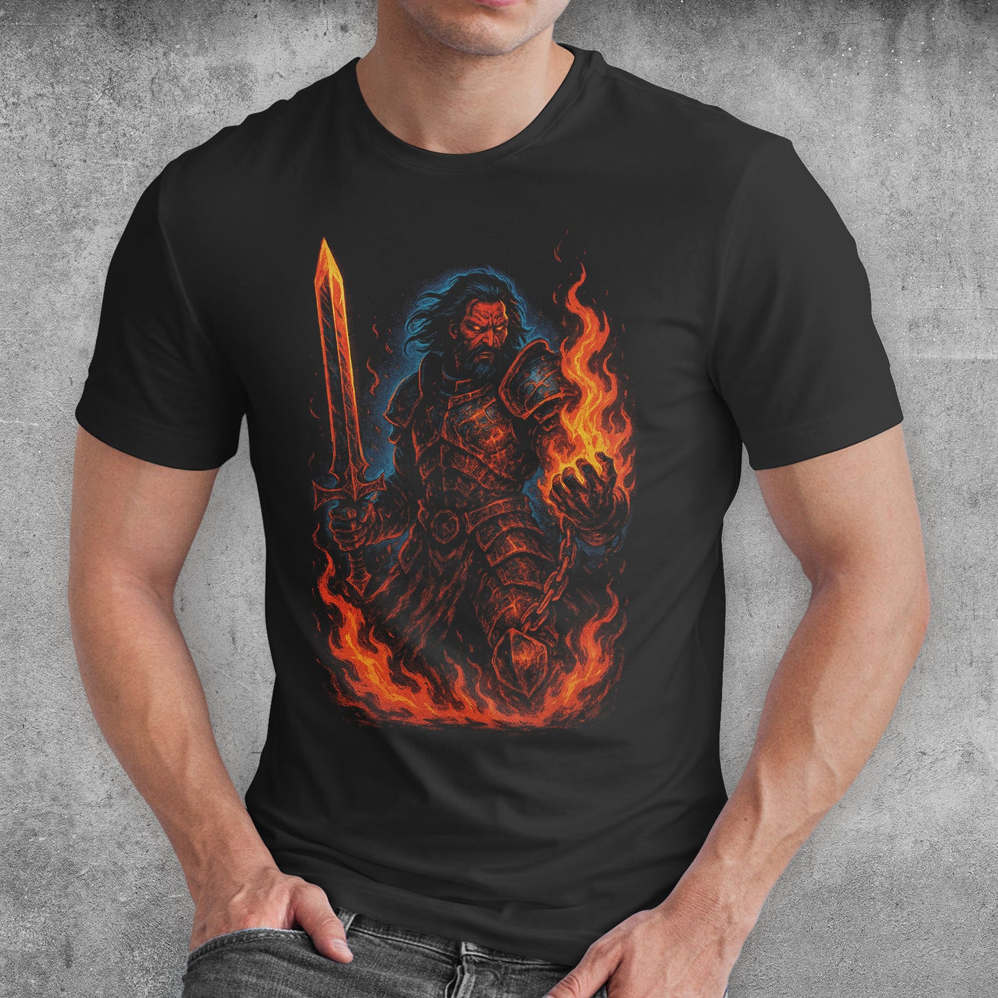 The Blazebound Warrior Dark Fantasy T-Shirt