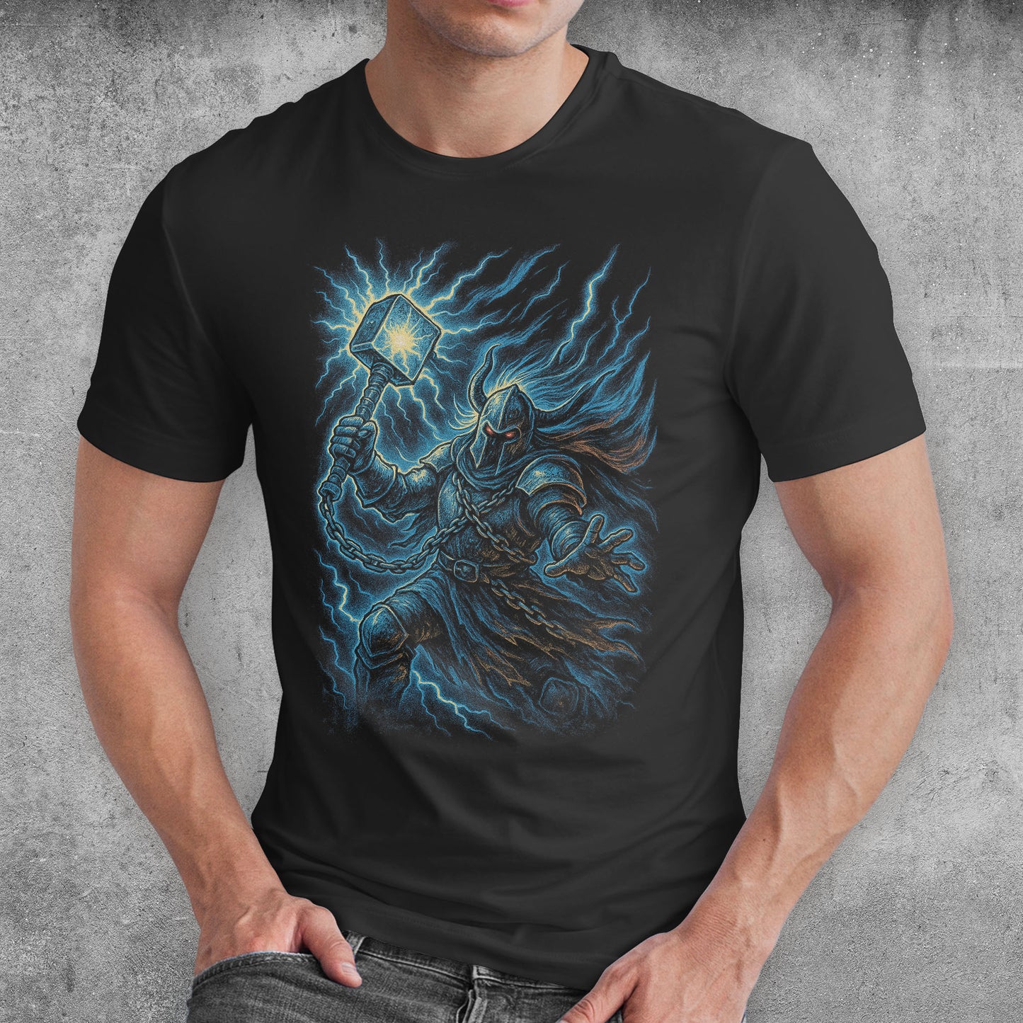The Stormhammer Paladin Dark Fantasy T-Shirt