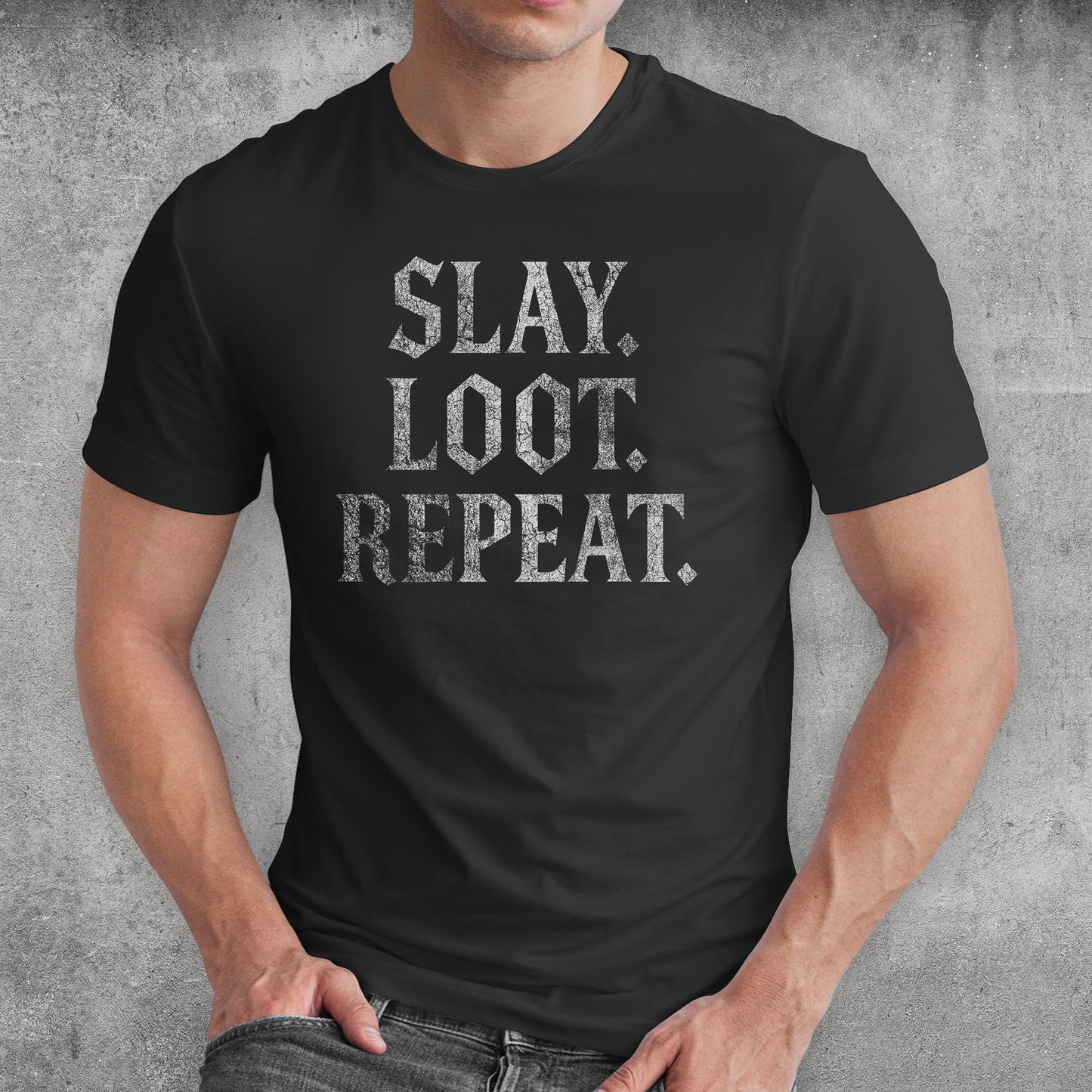 Slay. Loot. Repeat. Dark Fantasy ARPG T-Shirt