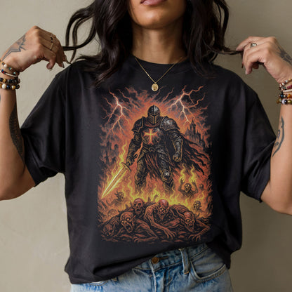 Flameborn Knight Dark Fantasy T-Shirt