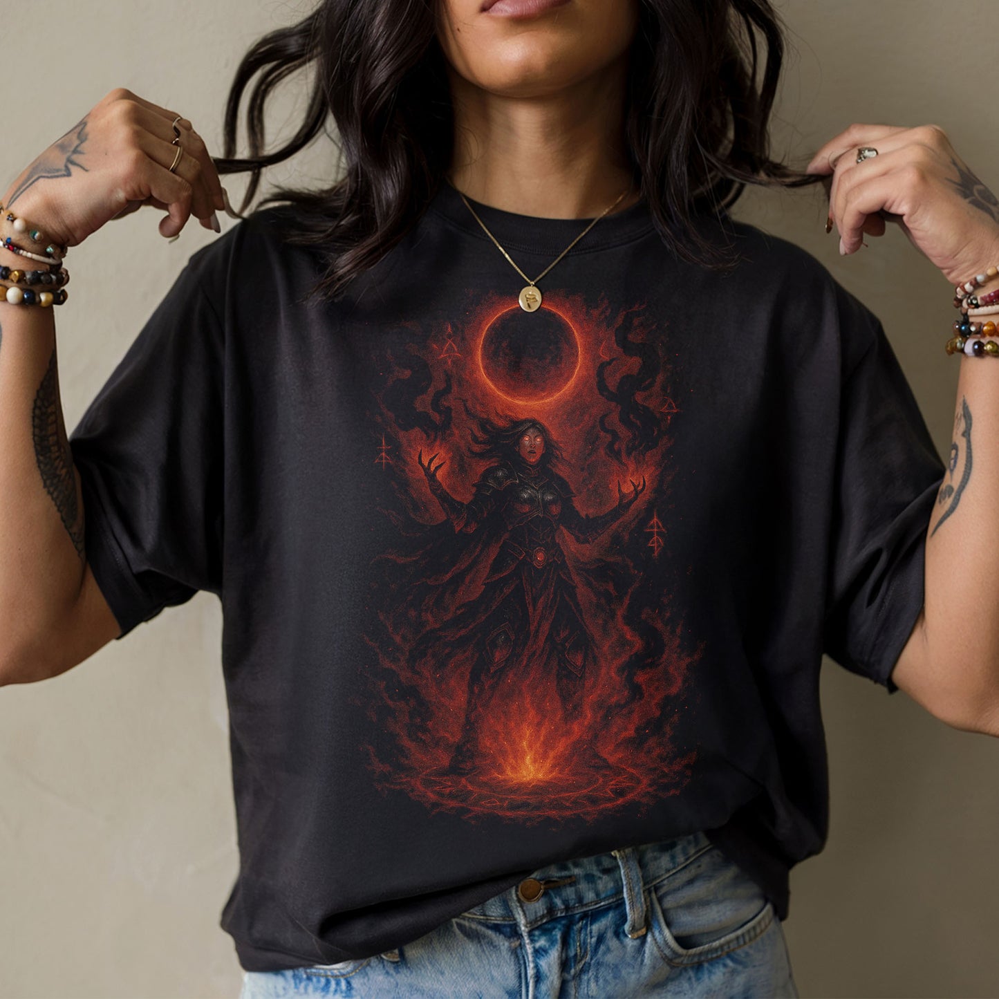 The Eclipse Sorceress Dark Fantasy T-Shirt