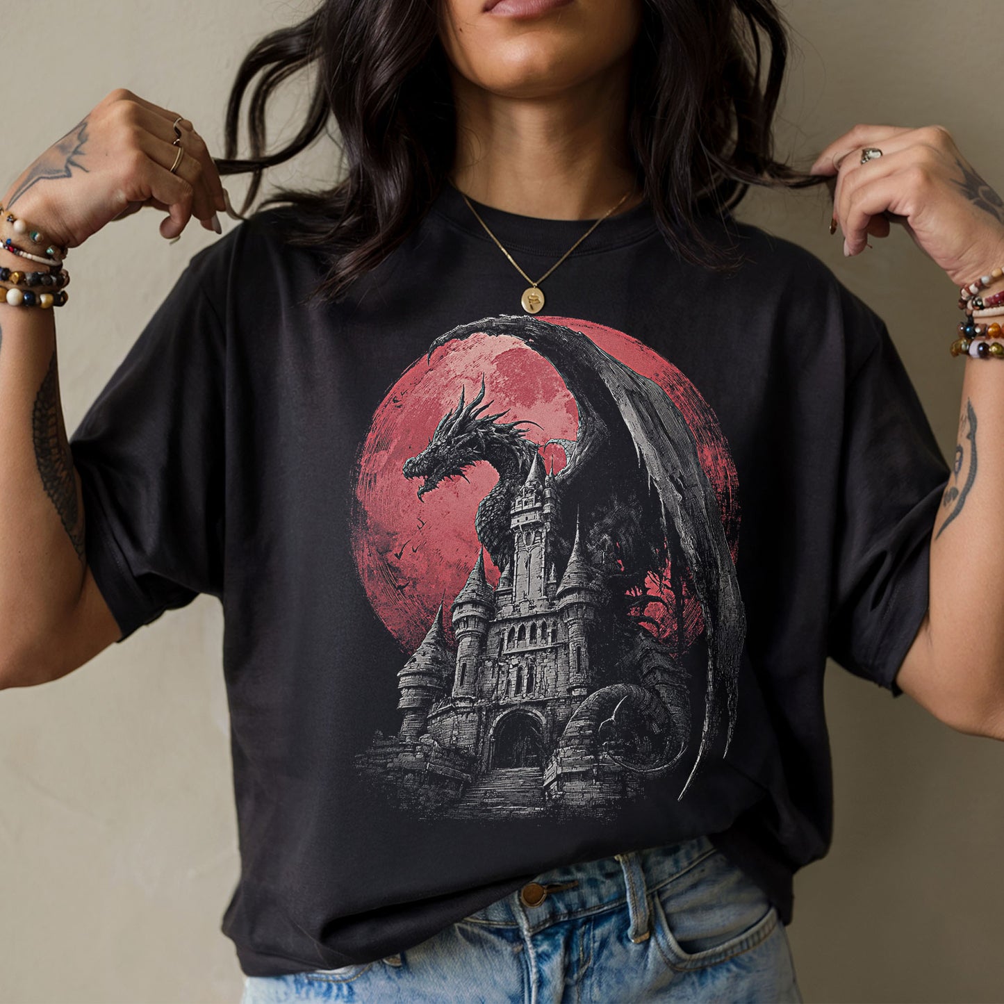 Blood Moon Dragon Castle T-Shirt