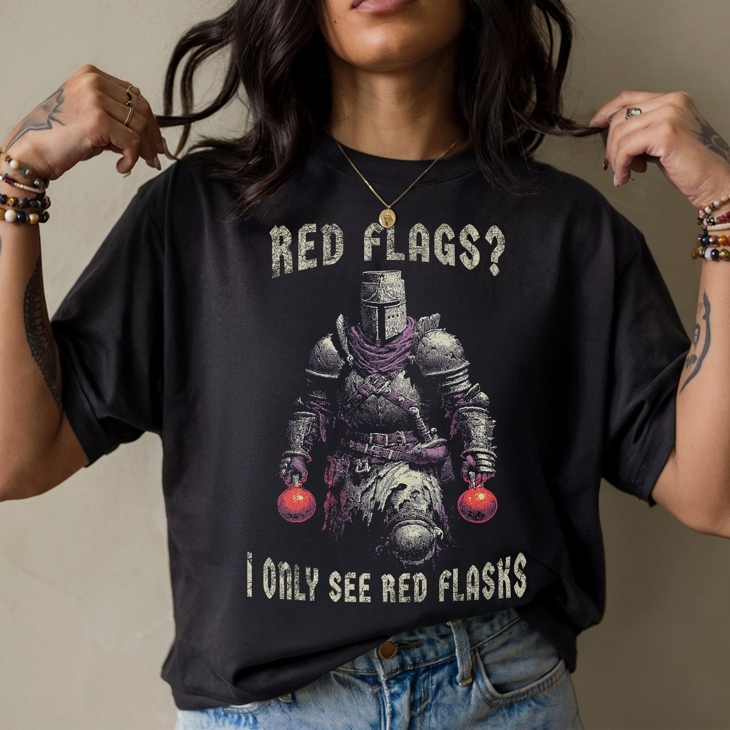 Red Flask Knight Meme T-Shirt