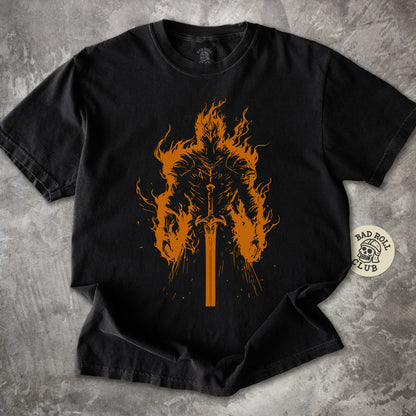 Flaming Knight Sword T-Shirt