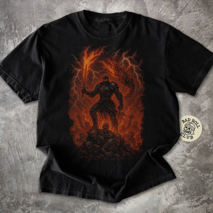 Flamebound Knight Dark Fantasy T-Shirt