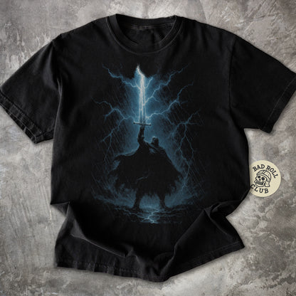 The Lightning Warden Dark Fantasy T-Shirt