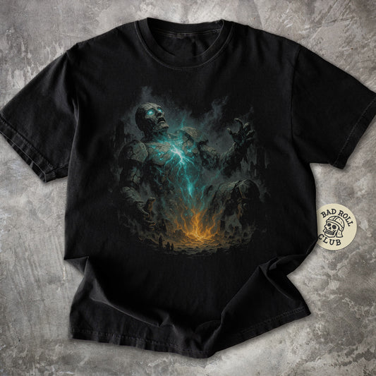 The Titan Awakened Dark Fantasy T-Shirt