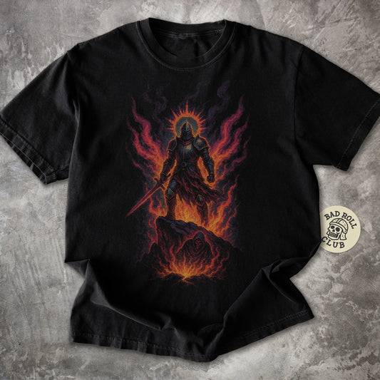 The Flamebound Templar Dark Fantasy T-Shirt