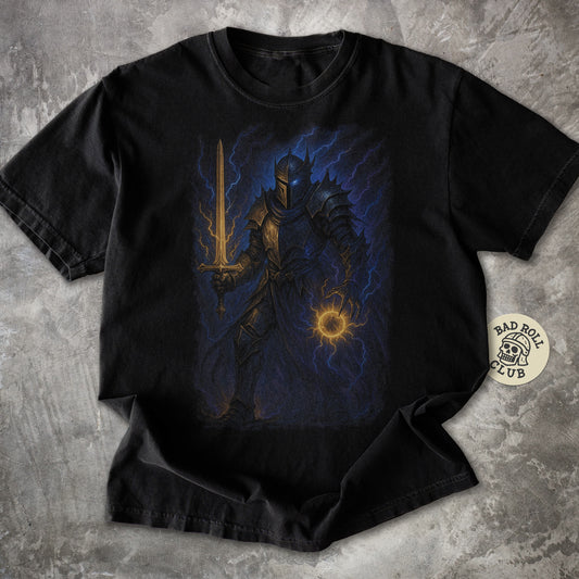 The Stormforged Crusader Dark Fantasy T-Shirt