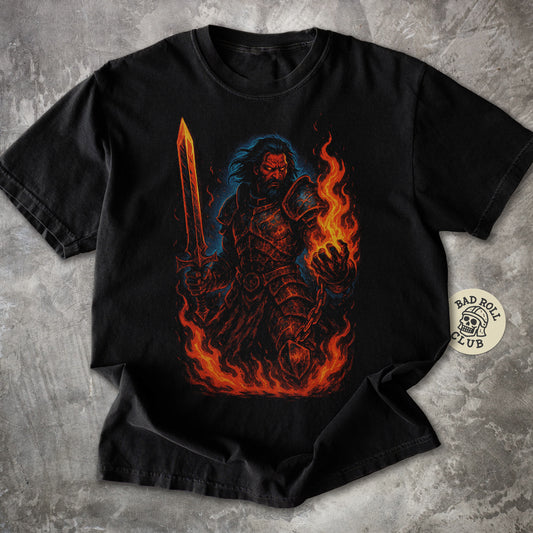 The Blazebound Warrior Dark Fantasy T-Shirt